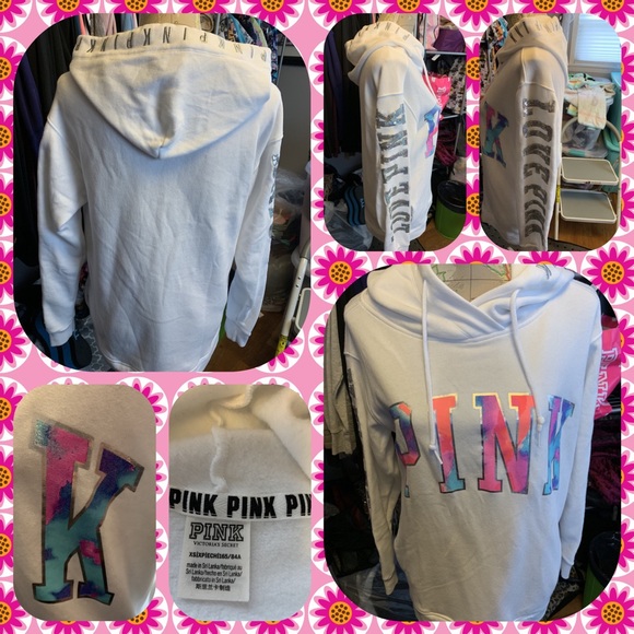 PINK Victoria's Secret Tops - Pink Victoria’s Secret Bling Hooded Sweatshirt